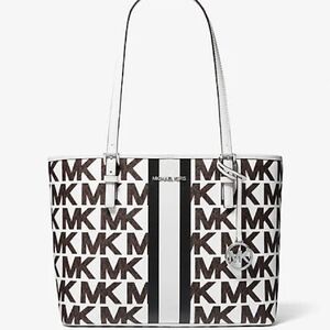 Michael Kors White and Brown Tote Bag